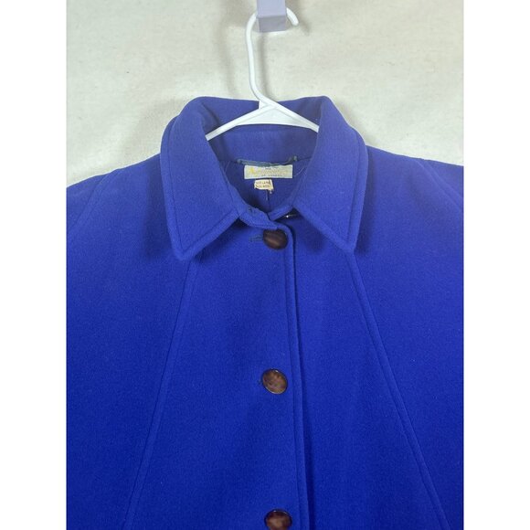 Vintage American Legend Blue Wool Cape Coat With Button Closure - Picture 2 of 10